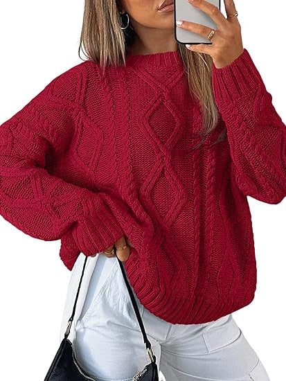 Damen Oversize-Zopfmuster-Pullover aus grobem Strick Shop Nory
