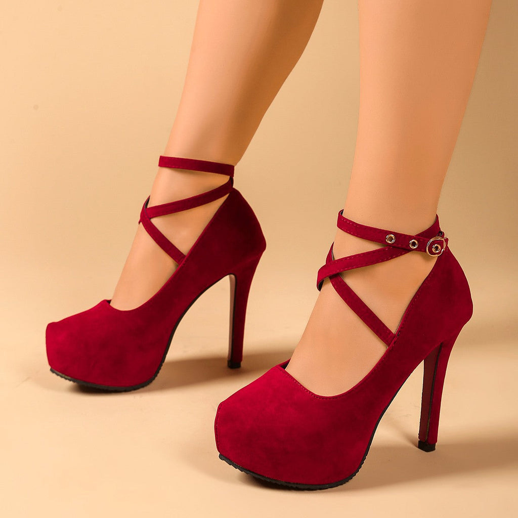 Damen High-Heels mit raffiniertem Riemendesign und geschwungenem Absatz