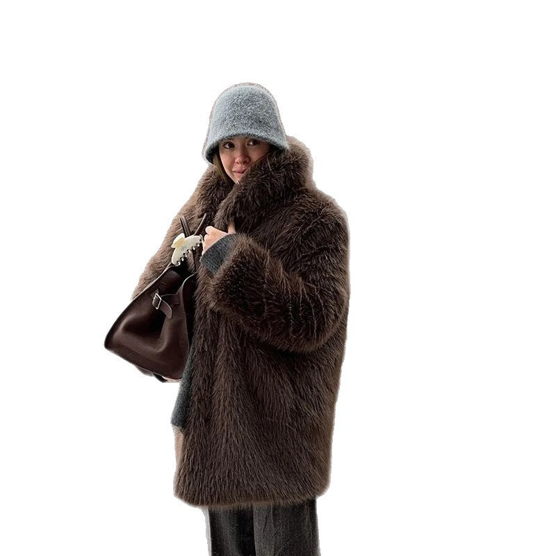 Damen Kurzmantel aus langfaserigem Shaggy-Faux-Fur mit extravoluminösem Schalkragen Shop Nory