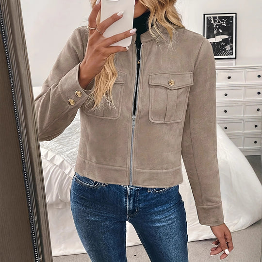 Damen Modische Kurzjacke aus Wildleder