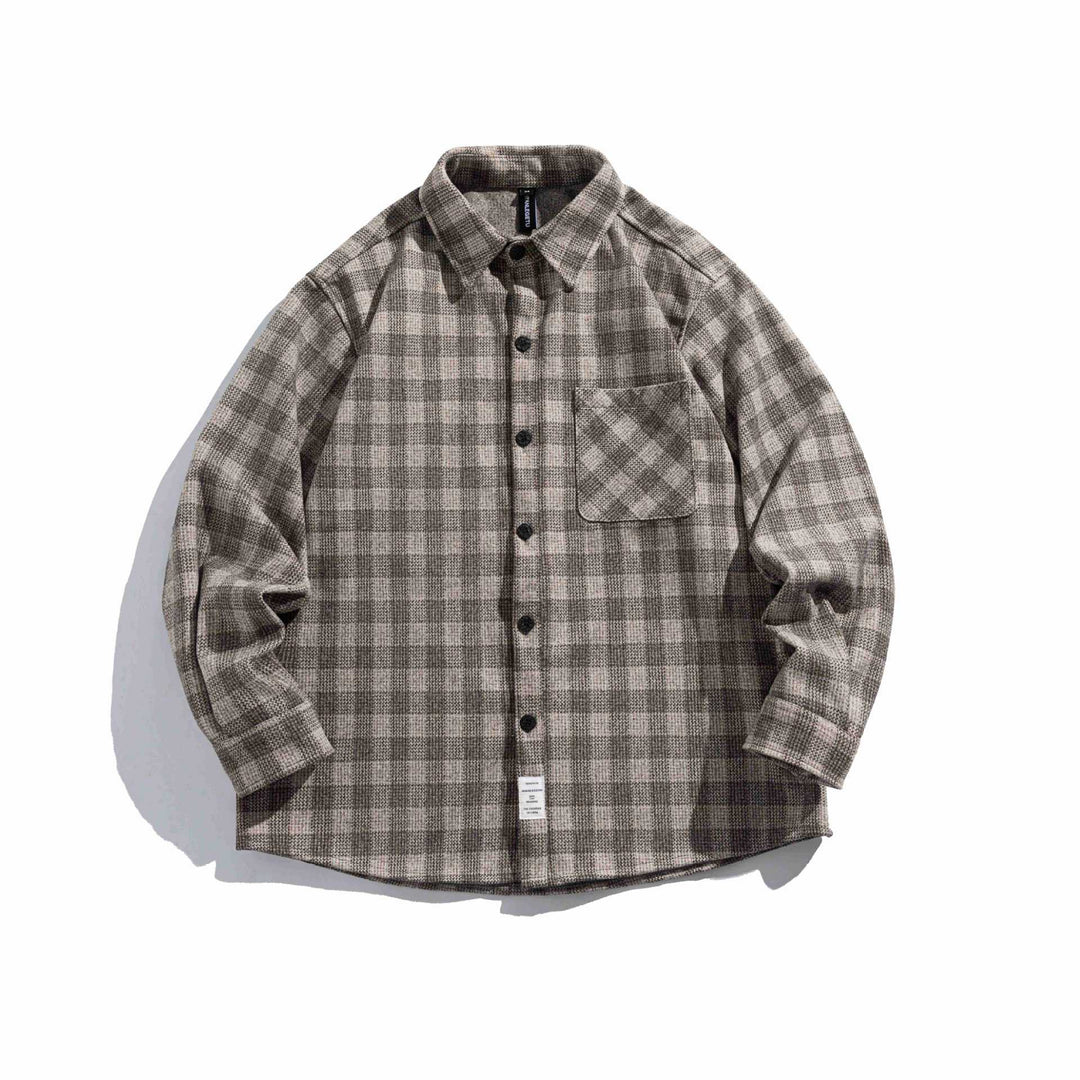 Herren Karierte Hemdjacke aus Wollmischung mit Overshirt-Schnitt und aufgesetzter Brusttasche Shop Nory