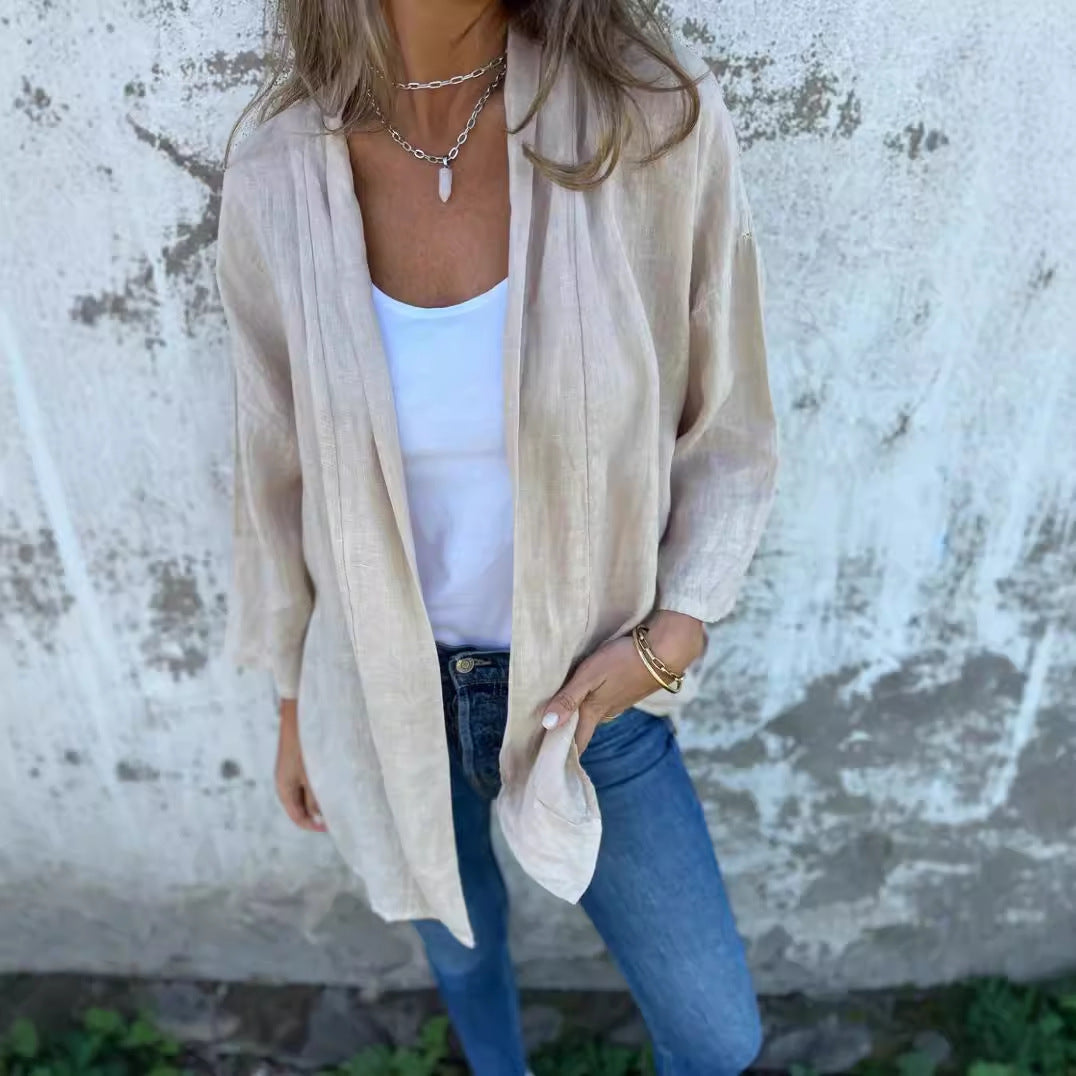 Damen lässige Sommerjacke aus leichtem Leinen