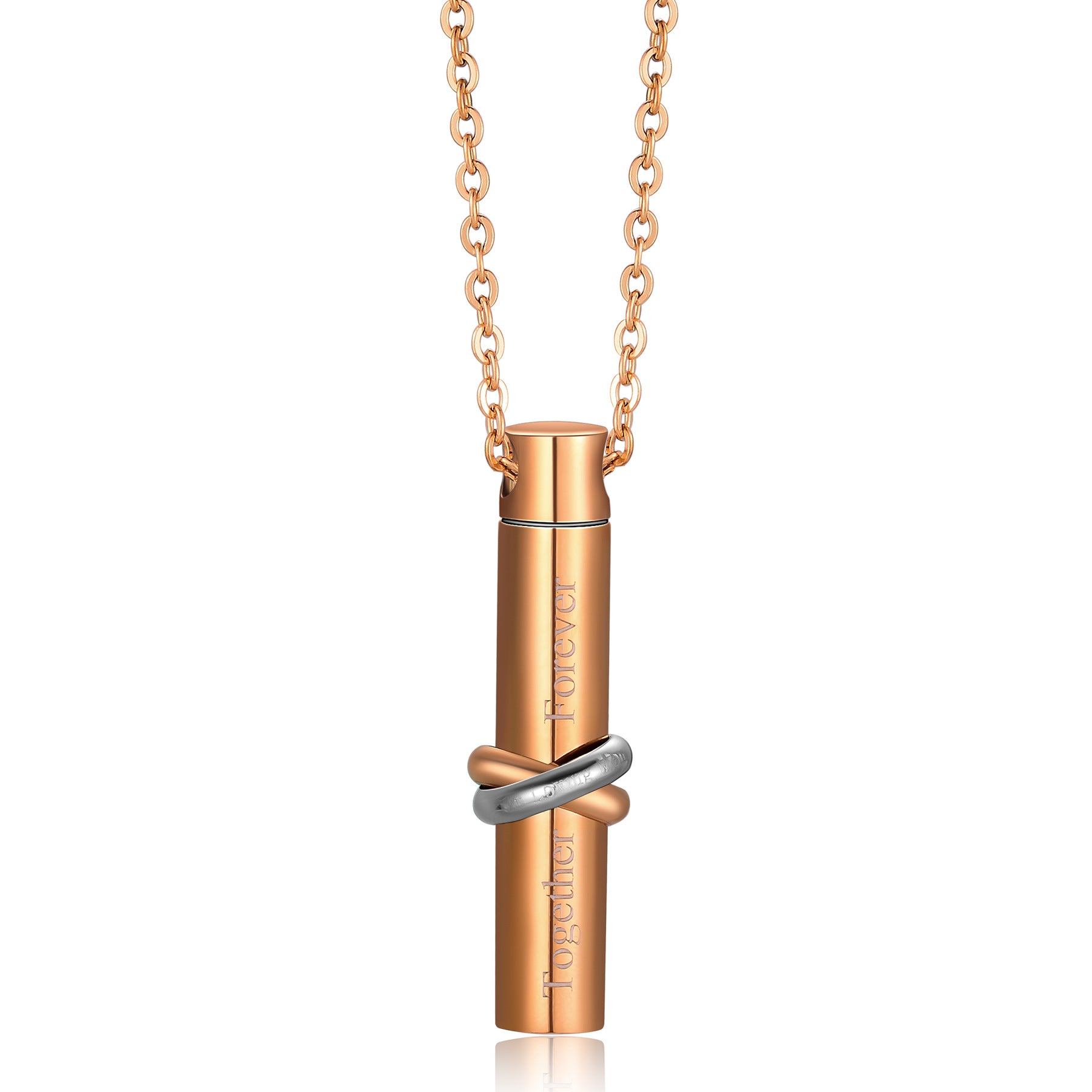 Damen Edelstahl Medaillon Halskette mit doppeltem Bindemotiv Shop Nory