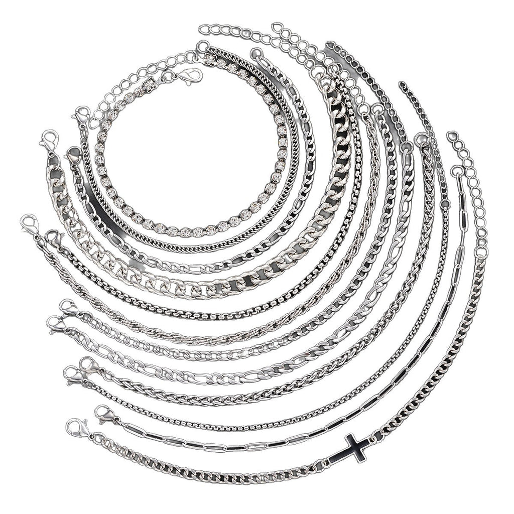 Damen Armreifen-Set mit funkelnden Kristallen und kraftvollen Kettenvariationen Shop Nory