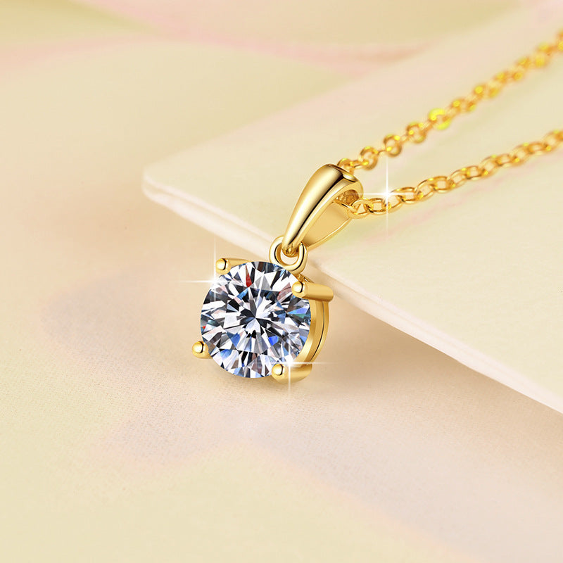 Damen Halskette mit funkelndem Kristallanhänger und hochwertiger Silberkette Shop Nory