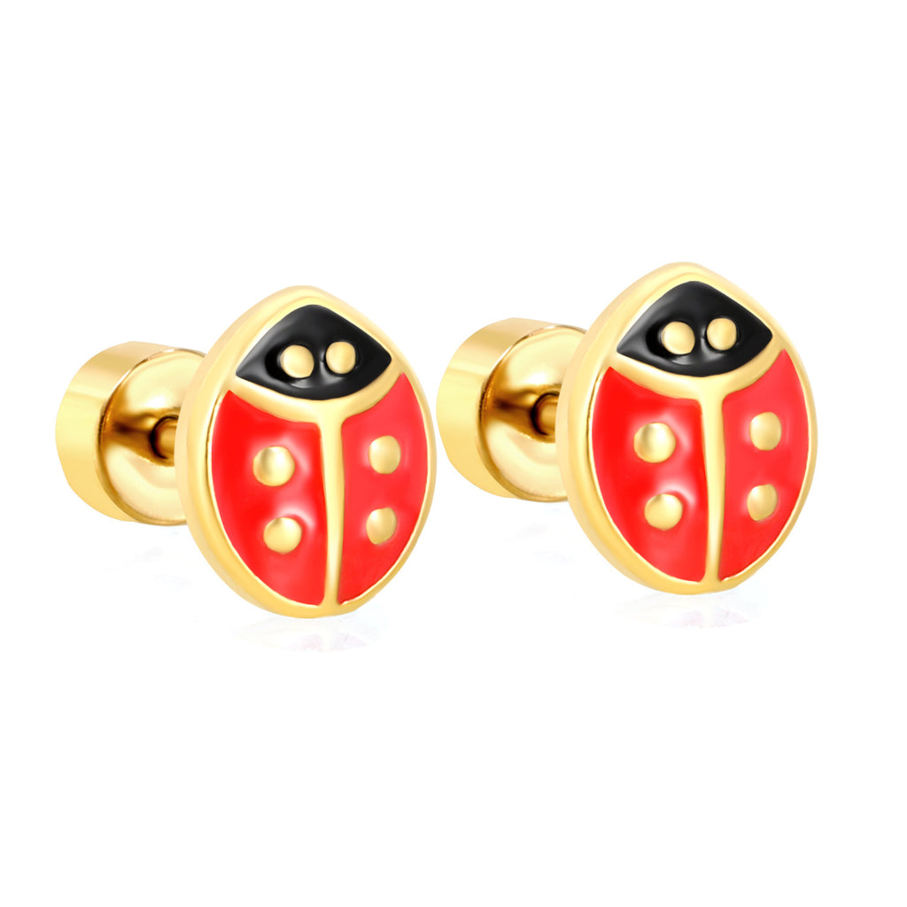Damen Ohrstecker mit Marienkäfer-Motiv und hochwertiger Edelstahl-Beschichtung Shop Nory