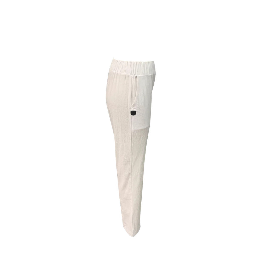 Damen Leichte und luftige Leinenhose mit elastischem Hüftbund und Seitentaschen ShopNory