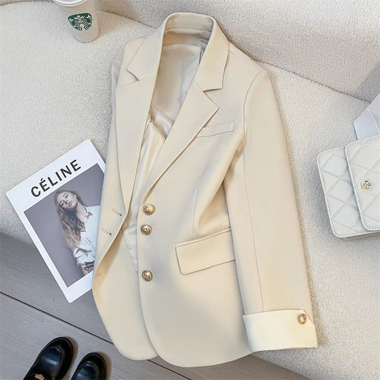 Damen Eleganter Blazer mit Goldknopfdetails Shop Nory