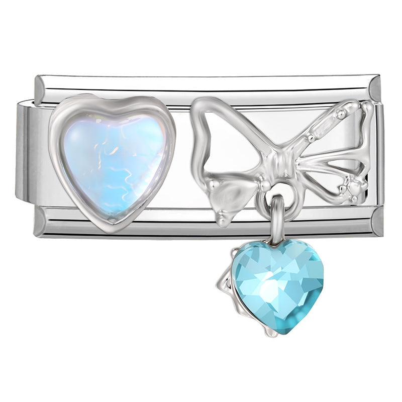 Modulare Charms-Anhänger mit Kristall-Schleife und Herzmotiven
