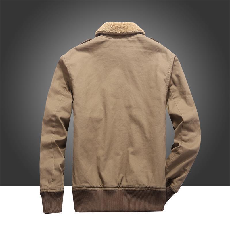 Herren Canvas-Pilotenjacke mit Teddyfutter, gerippten Bündchen und Pattentaschen Shop Nory