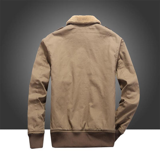 Herren Canvas-Pilotenjacke mit Teddyfutter, gerippten Bündchen und Pattentaschen Shop Nory