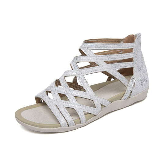 Damen Römersandalen mit Zipper, geflochtenem Cut-Out-Obermaterial und gepolsterter Komfortsohle Shop Nory
