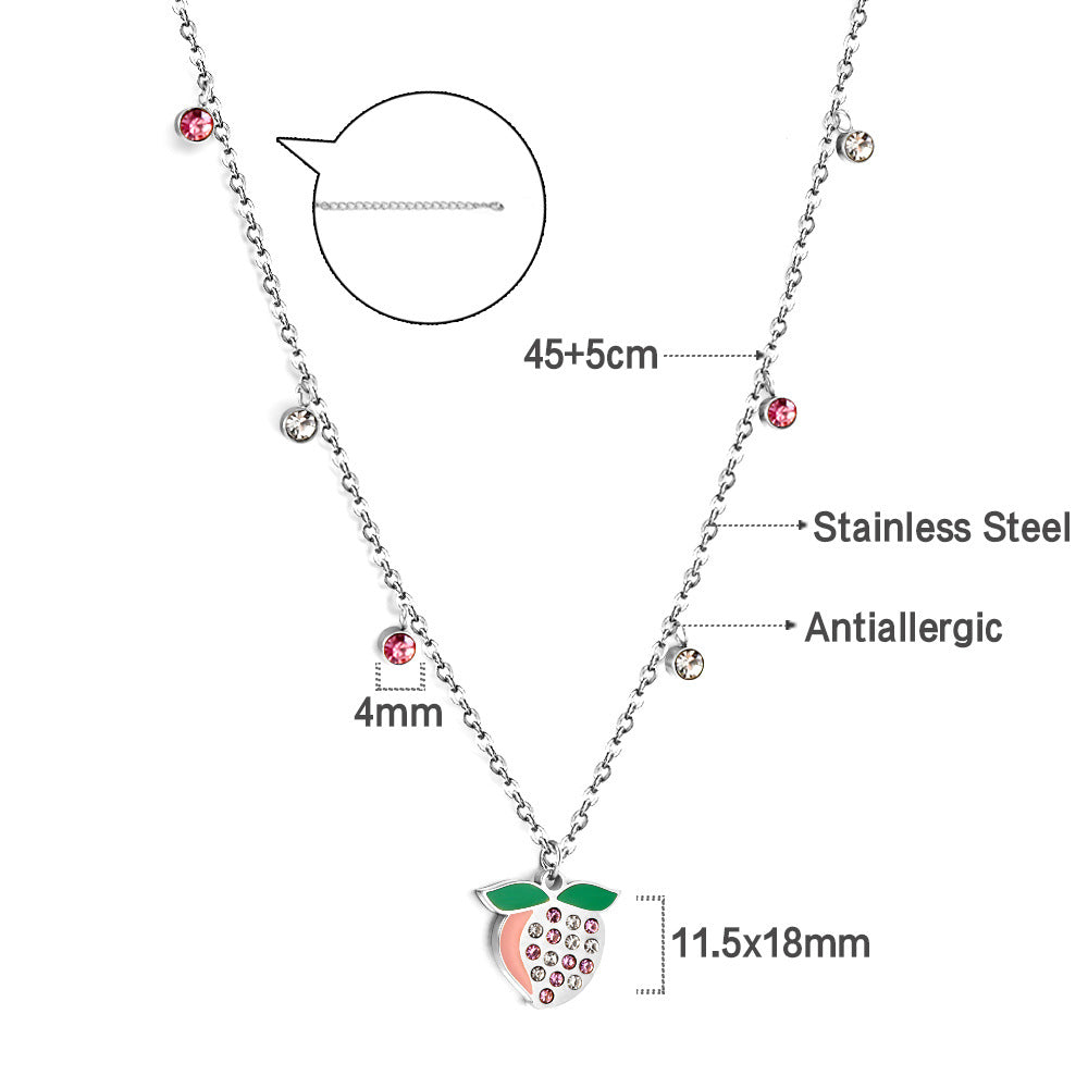 Damen Edelstahl Halskette mit funkelndem Kirsch-Anhänger Shop Nory