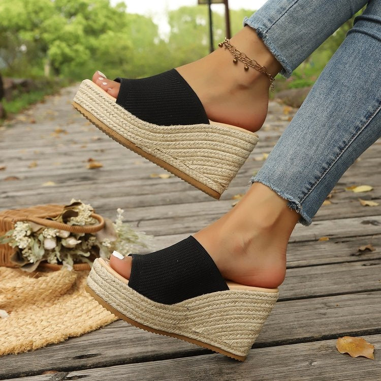 Damen Wedge-Sandaletten mit weichem Obermaterial und bequemer Sohle
