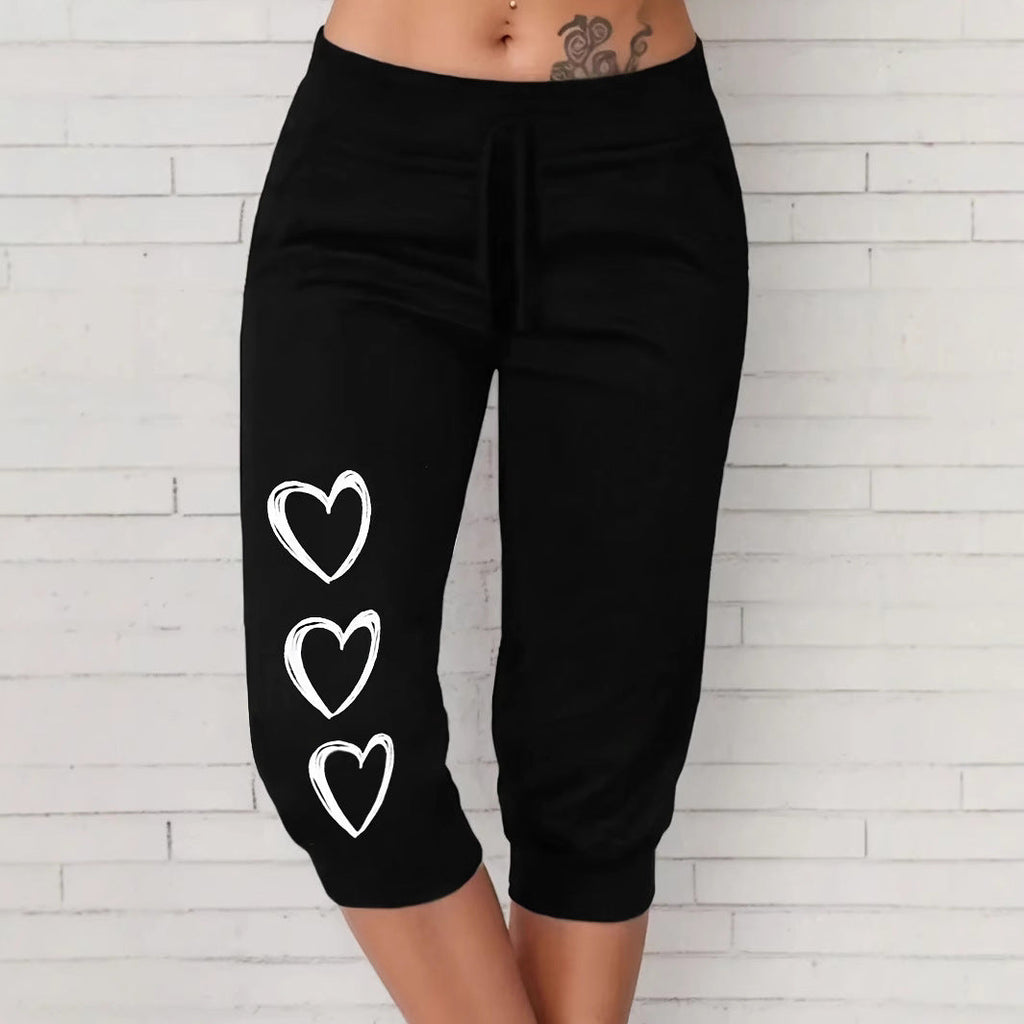 Damen Freizeithose mit lässigem Schnitt und verspieltem Herzmotiv