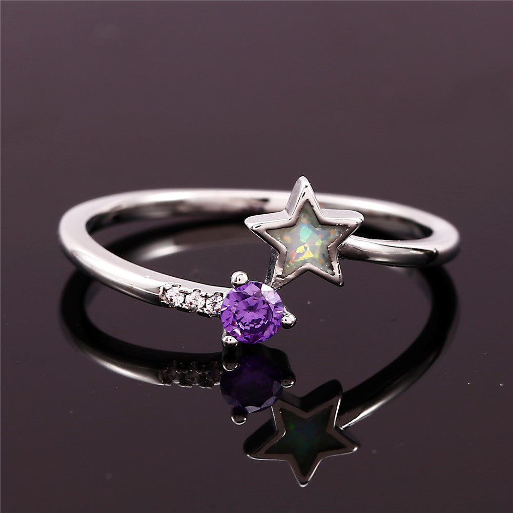 Damen Ring mit funkelndem Stern- und Amethystdesign Shop Nory