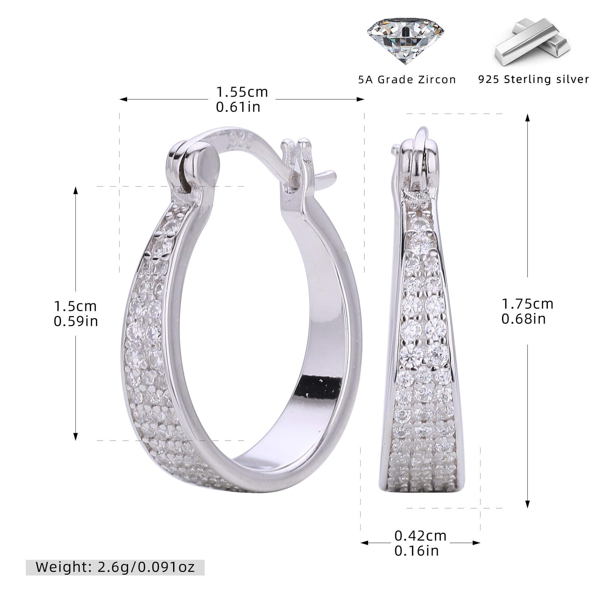 Damen Ohrhänger mit luxuriösem Zirkonbesatz und hochwertigem 925 Sterling Silber Shop Nory