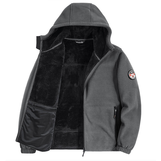 Herren Fleecejacke mit Kapuze und Teddy-Innenfutter Shop Nory