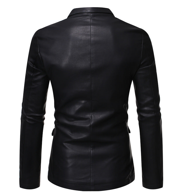 Herren Elegantes Lederblazer-Sakko im Slim-Fit mit Reverskragen Shop Nory