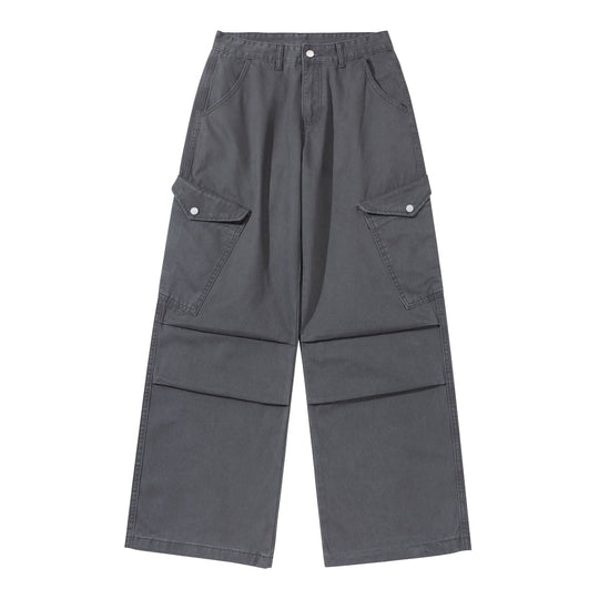 Damen Weite Cargo-Hose aus Baumwoll-Twill mit hoher Taille und aufgesetzten Klappentaschen Shop Nory
