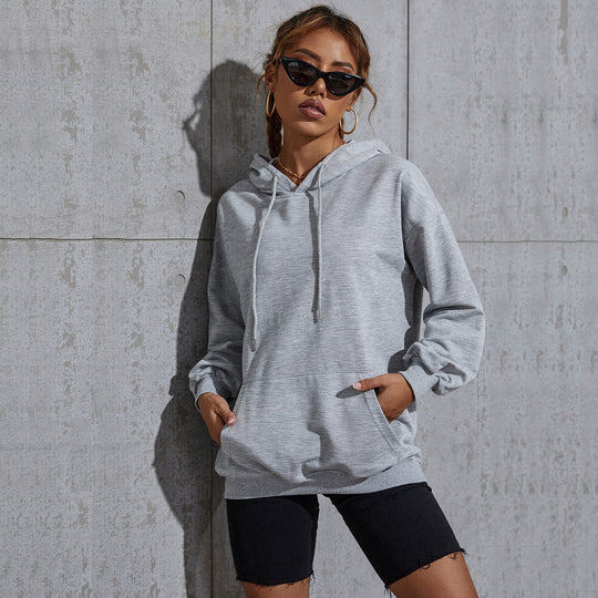Damen Oversize-Kapuzenpullover mit Kängurutasche und gerippten Bündchen Shop Nory