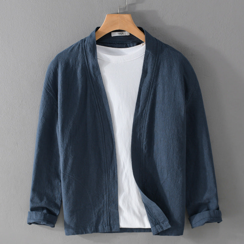 Herren Offene Leinen-Overjacket mit Kimono-Kragen und Relaxed-Fit Shop Nory