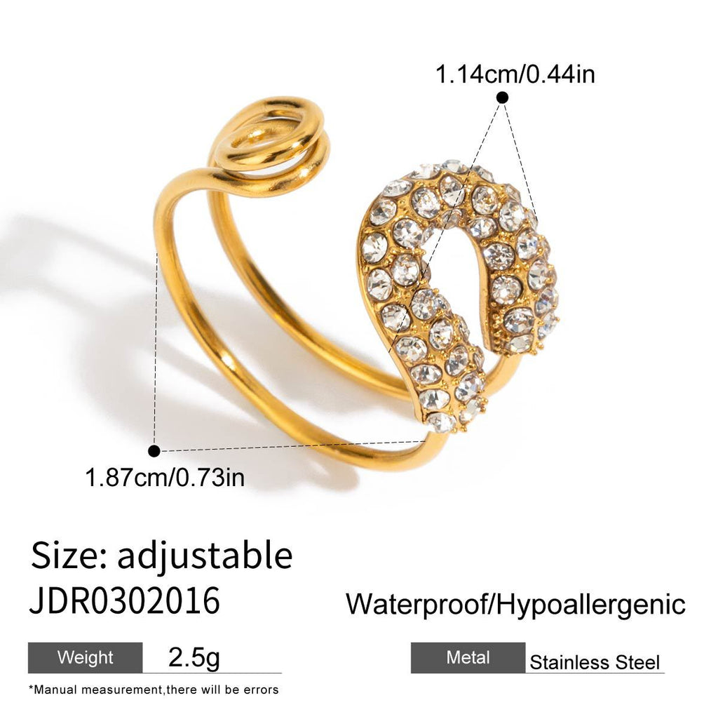 Damen Offener Ring mit funkelndem Zirkon und modernem Design Shop Nory