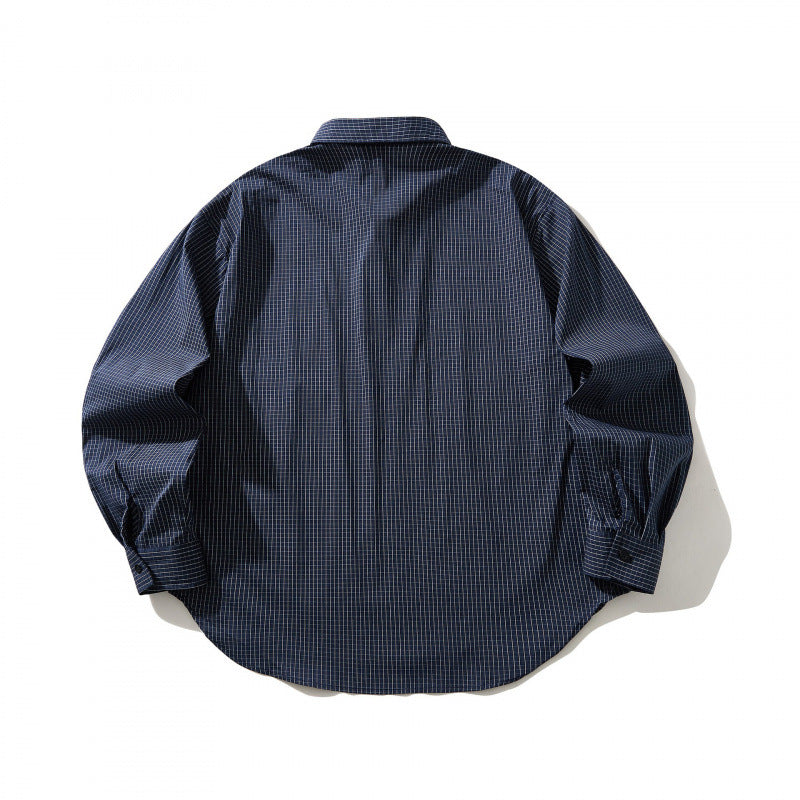 Unisex Leichtes kariertes Overshirt mit Hemdkragen, seitlichen Eingrifftaschen und abgerundetem Saum Shop Nory
