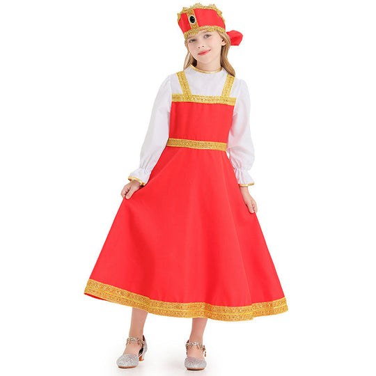 Mädchen Märchenhaftes Kostüm mit eleganten Rüschen und goldenen Akzenten Shop Nory