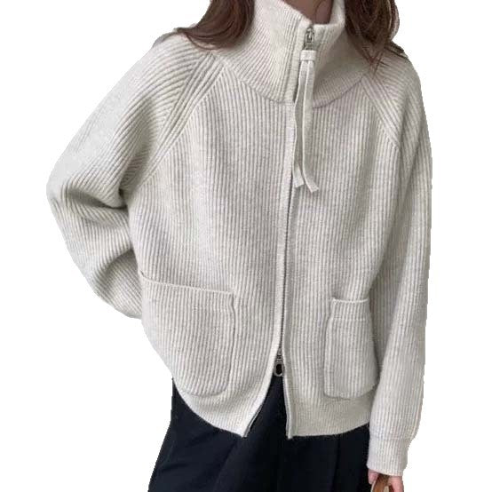 Damen Hochwertiger Strickjacke mit Reißverschluss Shop Nory