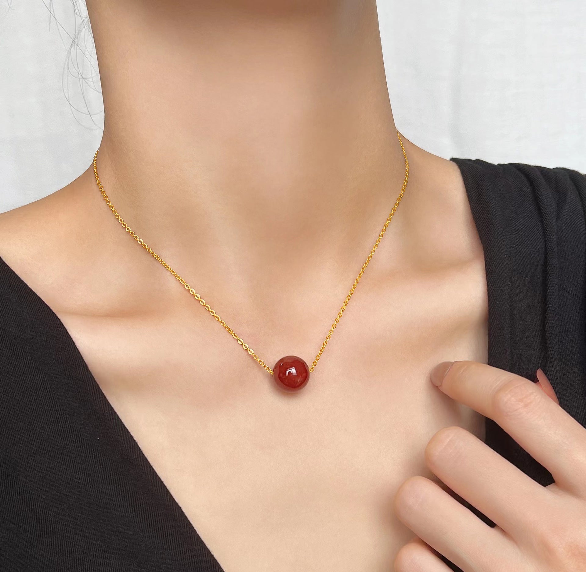 Damen elegante Halskette mit rotem Achat Shop Nory