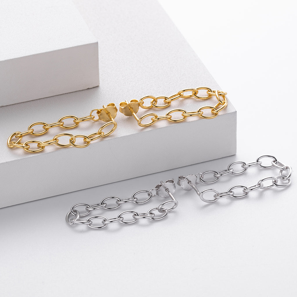 Damen Ohrhänger mit attraktivem Kettendesign aus hochwertigem 925 Sterling Silber Shop Nory