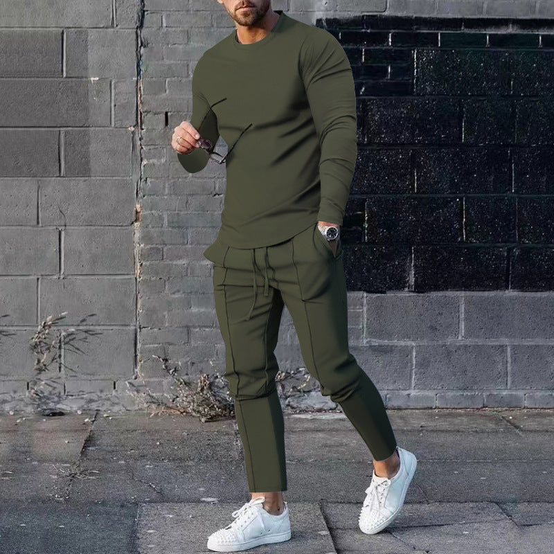 Herren nan athletisches Longsleeve- und Nahtdetail-Jogginghose-Set mit schlanker Passform Shop Nory
