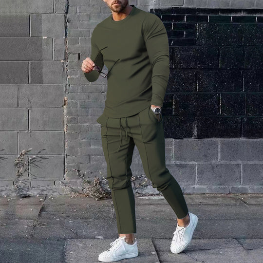 Herren nan athletisches Longsleeve- und Nahtdetail-Jogginghose-Set mit schlanker Passform Shop Nory