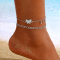 Damen Fußkettchen mit funkelnden Ornamenten und floralen Details Shop Nory