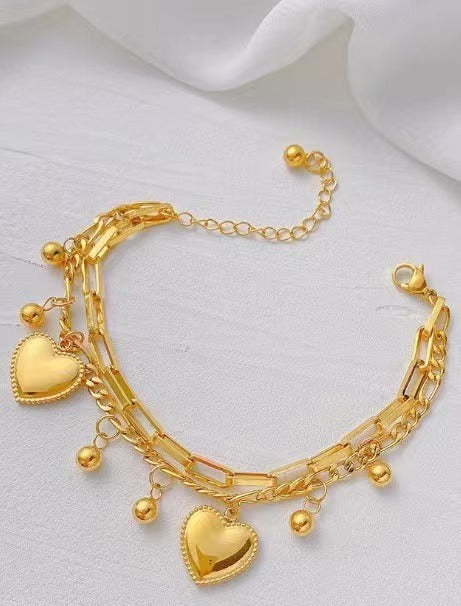Damen Linked Heart Charm Armband Shop Nory