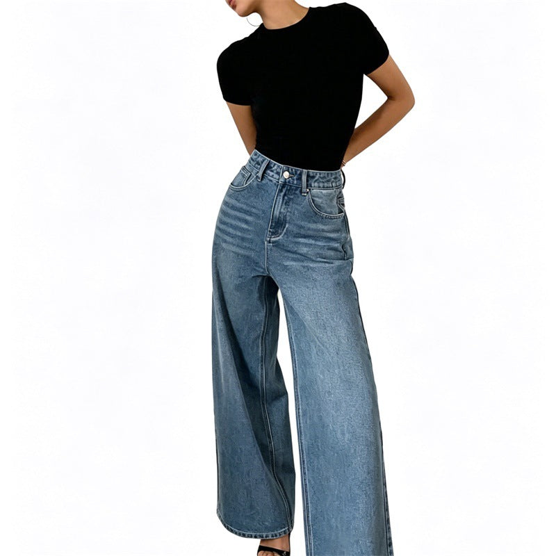 Damen Jeanshose mit hoher Taille und weitem Bein Shop Nory