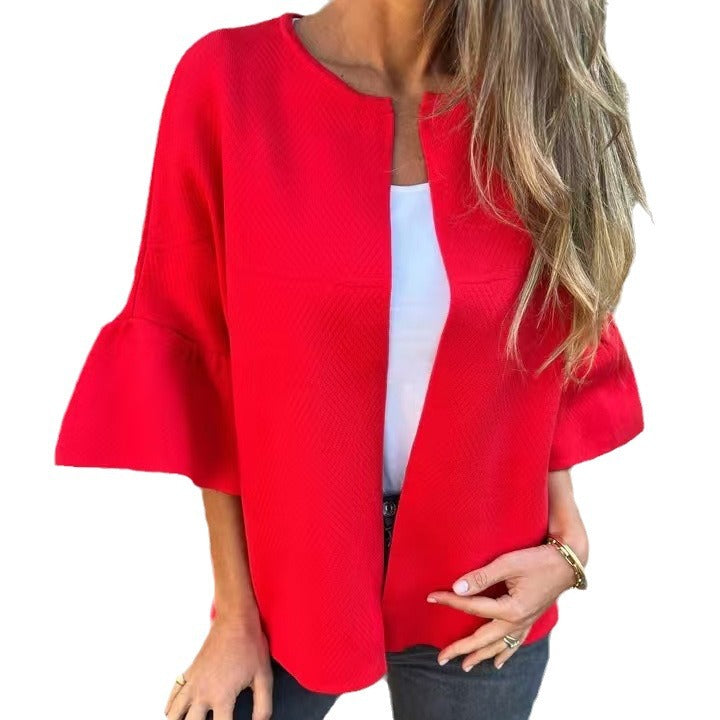 Damen Kurzjacke aus Strukturstrick mit 3/4 Ballonärmeln Shop Nory