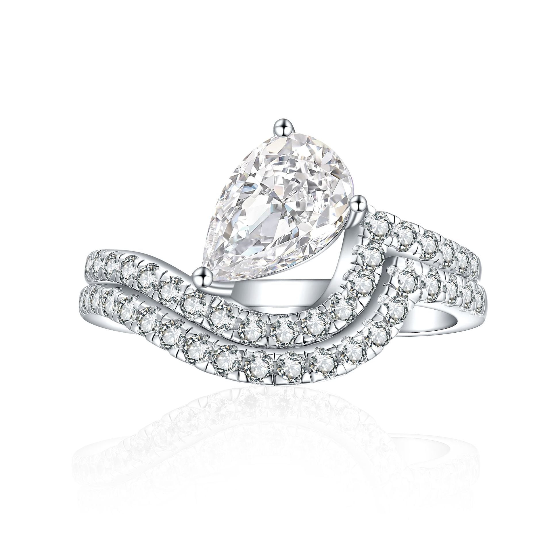 Damen Eleganter Ring mit tropfenförmigem Stein und funkelnden Zirkonia Shop Nory