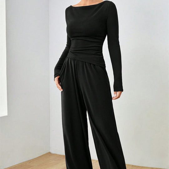 Damen Lässiges Oberteil und weite Hose Set