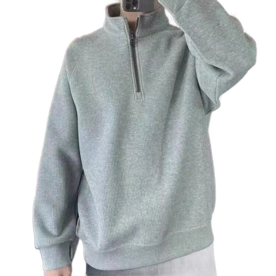 Herren Gerippter Half-Zip-Sweatpullover mit Stehkragen aus Baumwollmischung Shop Nory
