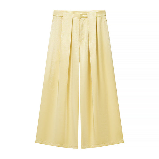 Damen Zweiteiliges Satin-Ensemble mit Wickelblazer und weiter Plissee-Hose Shop Nory
