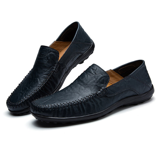 Herren Lederloafer im Mokassin-Stil mit handgenähter Ziernaht, elastischen Seiteneinsätzen und rutschfester Gummilaufsohle Shop Nory