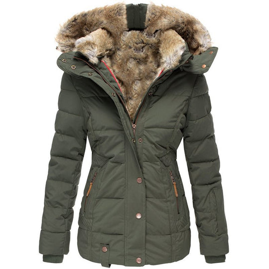 Damen Stepp-Parka mit tailliertem Schnitt und Kunstfellkapuze Shop Nory
