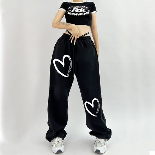 Damen nan bedruckte Relax-Jogginghose mit Kordelzug elastischem Bund und gerippten Fußbündchen Shop Nory