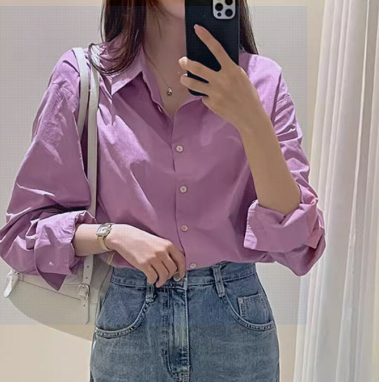 Damen Oversize-Kentkragenbluse aus leichter Baumwoll-Popeline mit kastiger Passform und krempelbaren Ärmeln Shop Nory