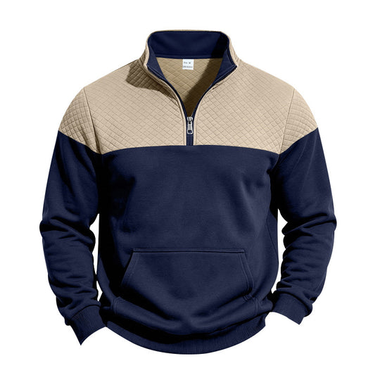 Herren Halbzip-Sweatshirt mit gesteppter Schulterpasse und Kängurutasche Shop Nory