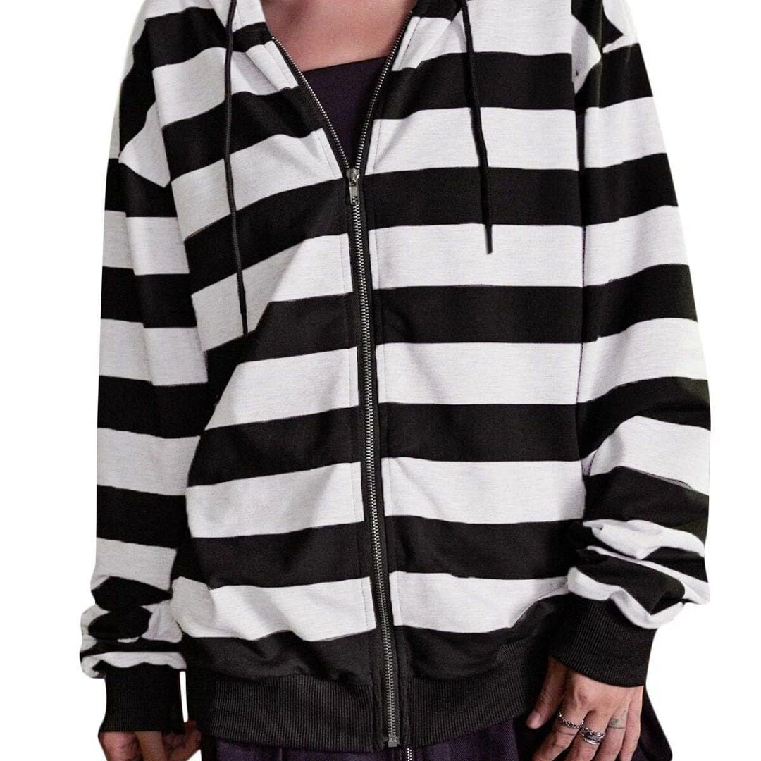 Damen Streifen-Hoodie mit Reißverschluss und lässigem Schnitt
