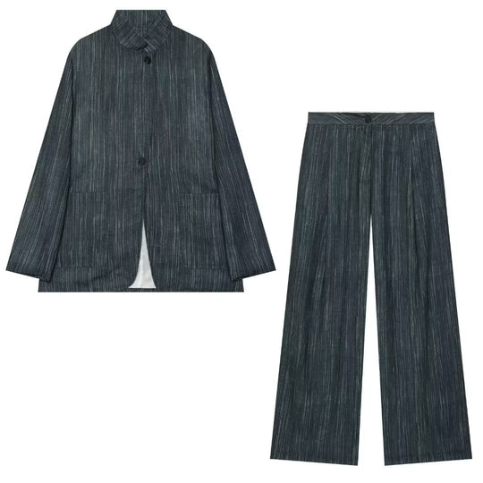 Damen Weit geschnittene Marlenehose mit Bügelfalte und feinem Nadelstreifen Shop Nory