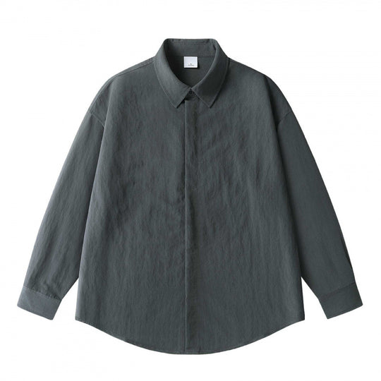 Unisex Oversize Leinenhemd mit verdeckter Knopfleiste und überschnittener Schulter Shop Nory